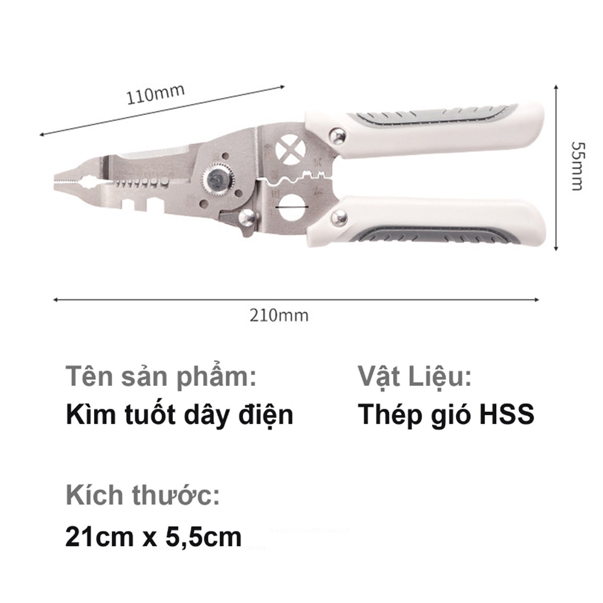 Kìm tuốt dây bấm cos 12 chức năng