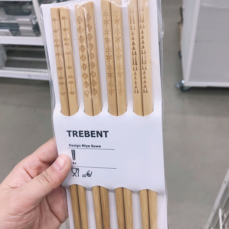 Bộ 4 đôi đũa tre khắc hình cao cấp Trebent IKEA