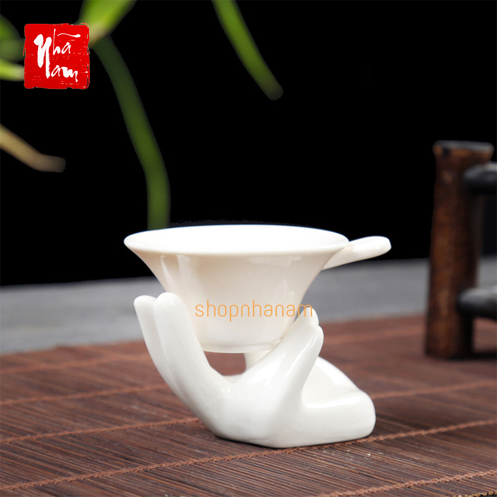 Bộ lọc trà bằng gốm sứ cao cấp bao gồm cả giá đỡ, phụ kiện bàn trà, trà đạo, phễu lọc trà - Phong thủy Nhã Nam