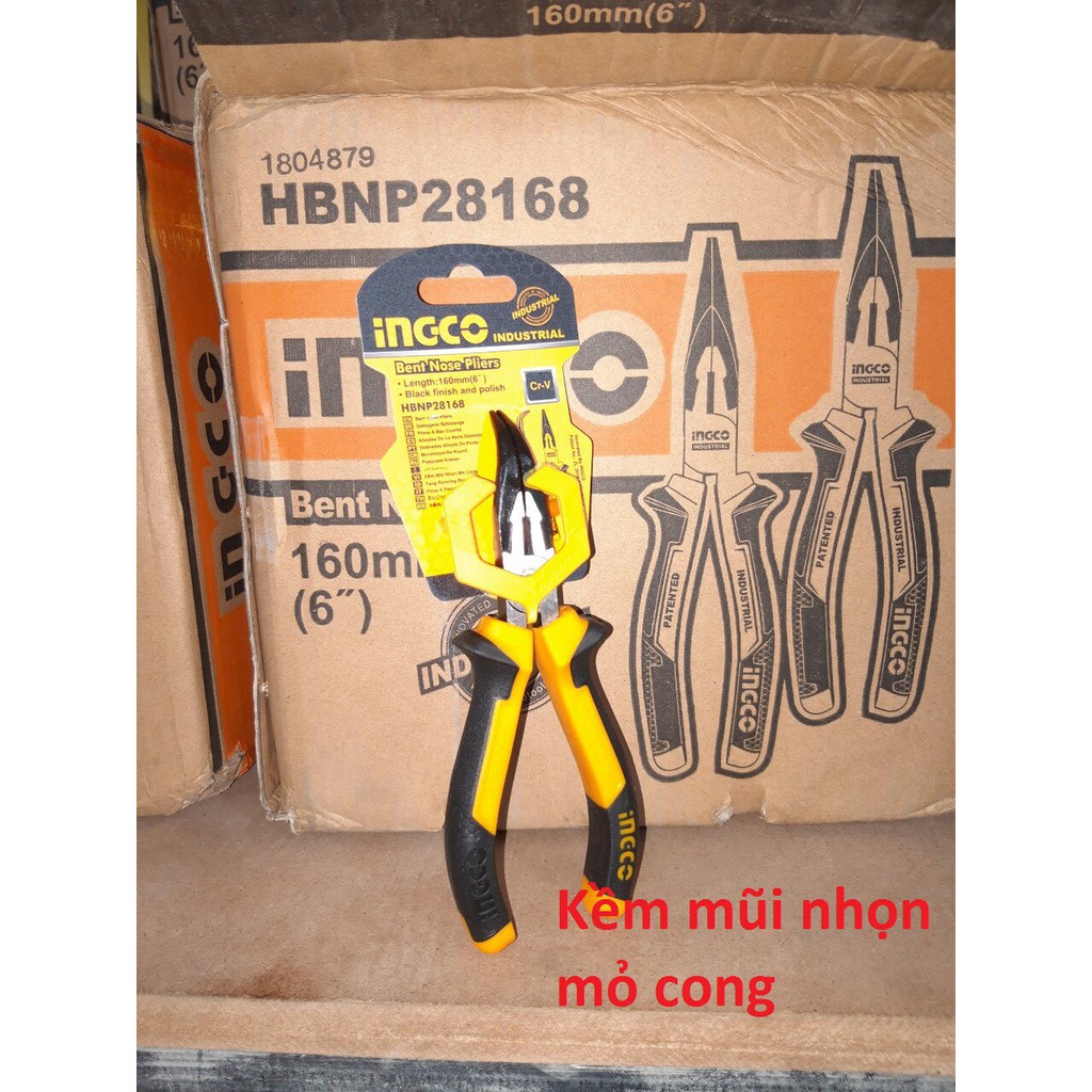 6"/160mm Kềm mũi nhọn mỏ cong Ingco HBNP28168