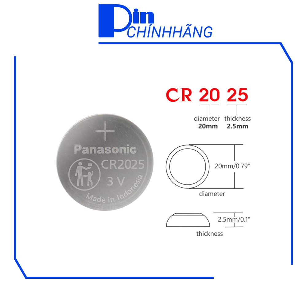 Vỉ 1 Pin Panasonic CR2025 Lithium 3V chín hãng (Pin CMOS, đồng hồ, remote, smartkey, v.v...)