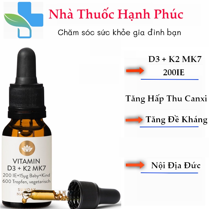 Vitamin D3 K2 Mk7 Sunday Natural 20ml Đức