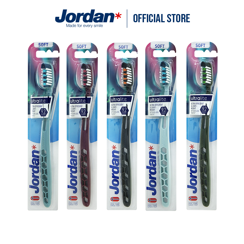 Bộ 2 Bàn chải Jordan Ultralite lông siêu mềm bảo vệ nướu nhạy cảm, xuất xứ Na Uy