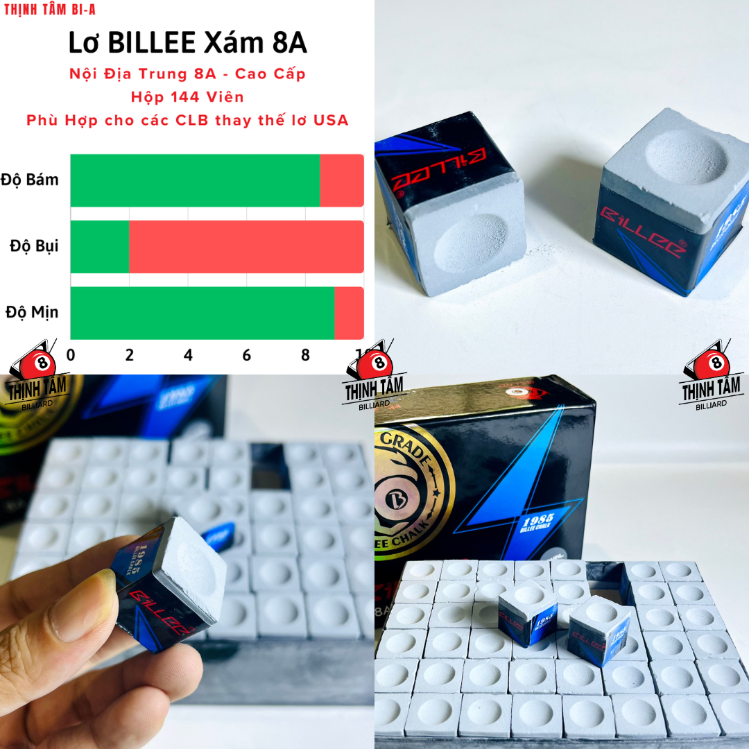 Hộp 144 viên lơ bida billee xám đen nội địa trung cao cấp, ít bụi, bám cơ, không tẹt cơ