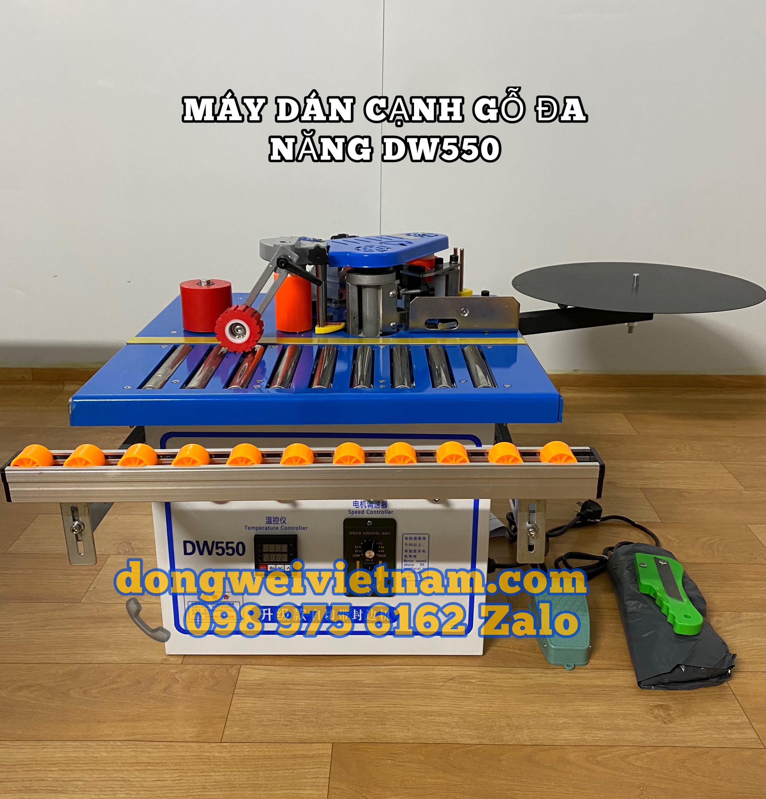 Máy dán cạnh 2 chức năng DW-550 dán cong , dán tròn, vát