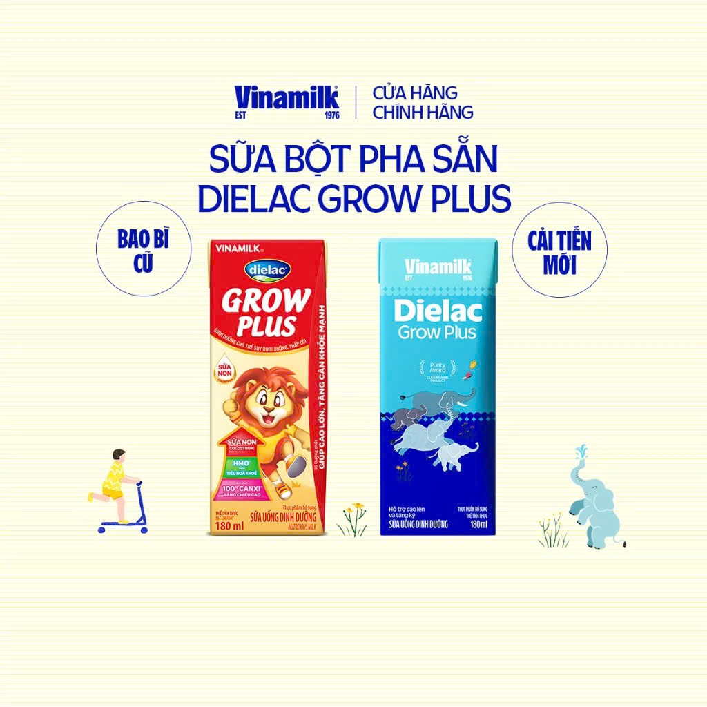 Thùng 48 Hộp Sữa Bột Pha Sẵn Dielac Grow Plus 180ml.