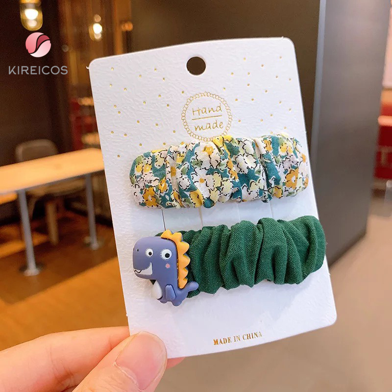 [HCM]Set 2 Kẹp Tóc Xếp Ly Hoa Nhí Đính Thú Siêu Cute