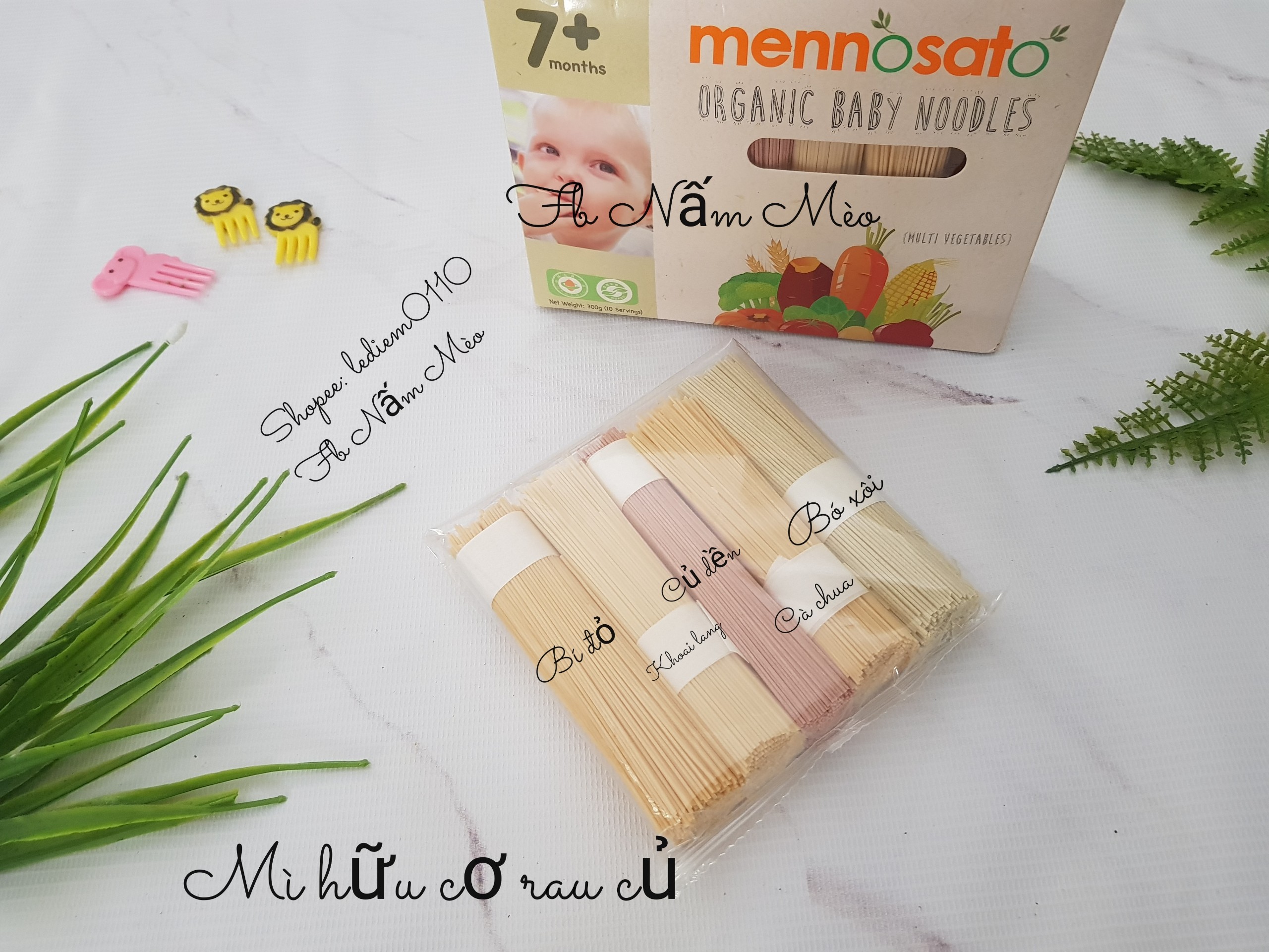 Mì ăn dặm rau củ hữu cơ Mennosato cho bé (mỳ sợi rau củ tách muối)