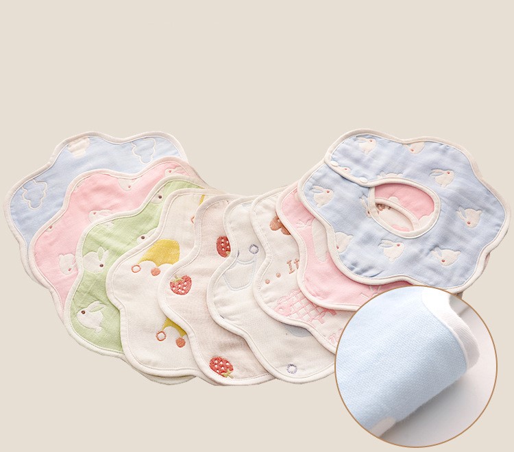 Feeding bibs miles, Pinafore for baby 2 face 6 layer cotton super absorbent