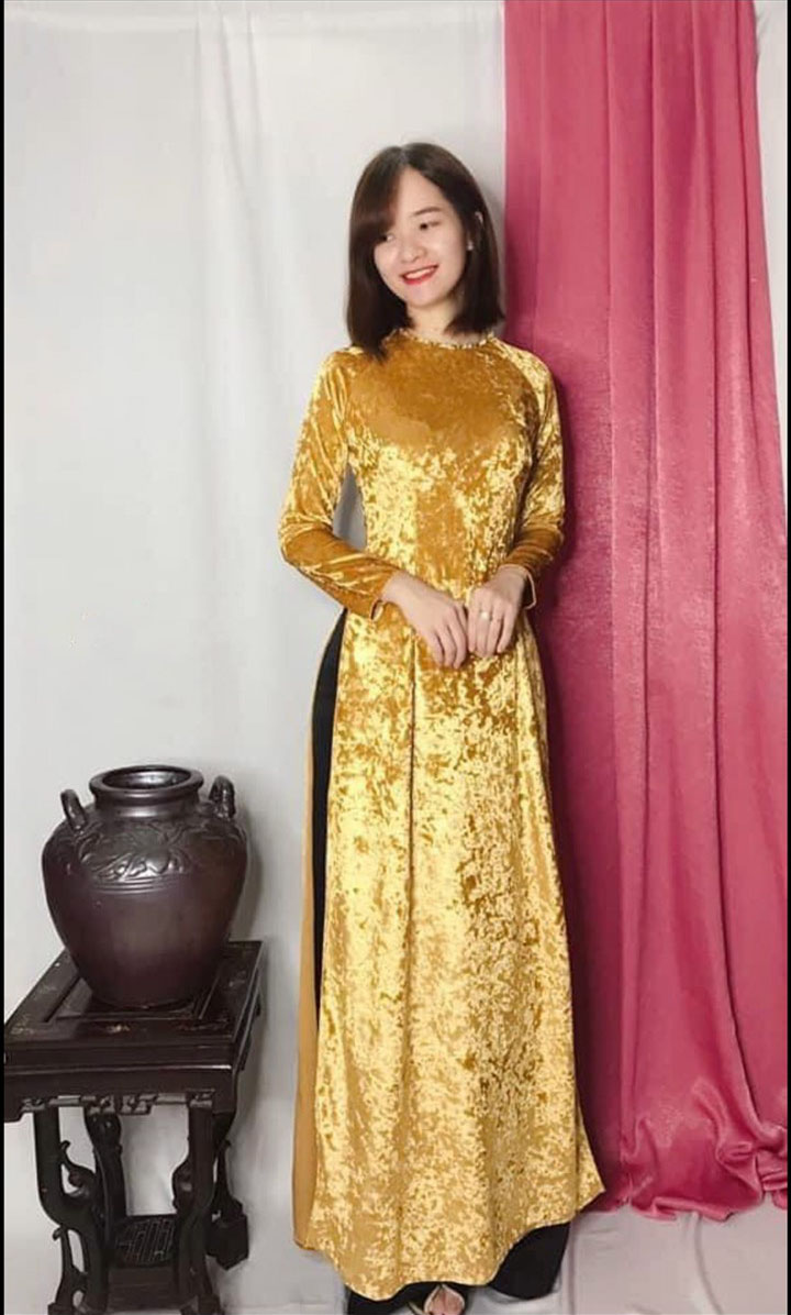 ÁO DÀI NHUNG NHÁM MAY SẴN KÈM QUẦN - SANG TRỌNG & TINH TẾ