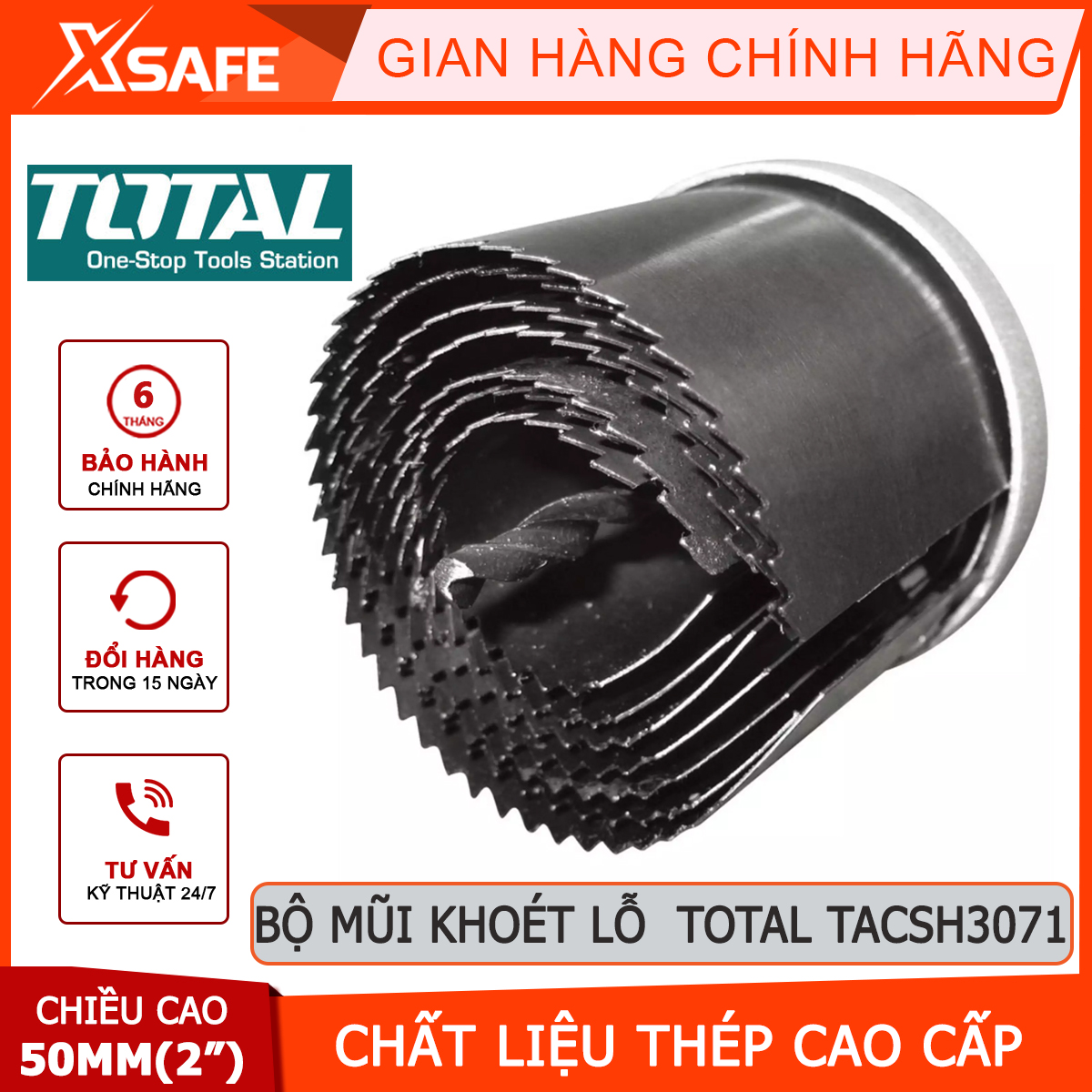Set nose hole Wood 7 details Total TACSH3071 Set 7 bow carved wood material high-grade steel diameter of hole carved 26,32,38,45,50,56,63mm, height 50mm(2 ") from corrosion, deformation wood drill bits [XTools] [xsafe]