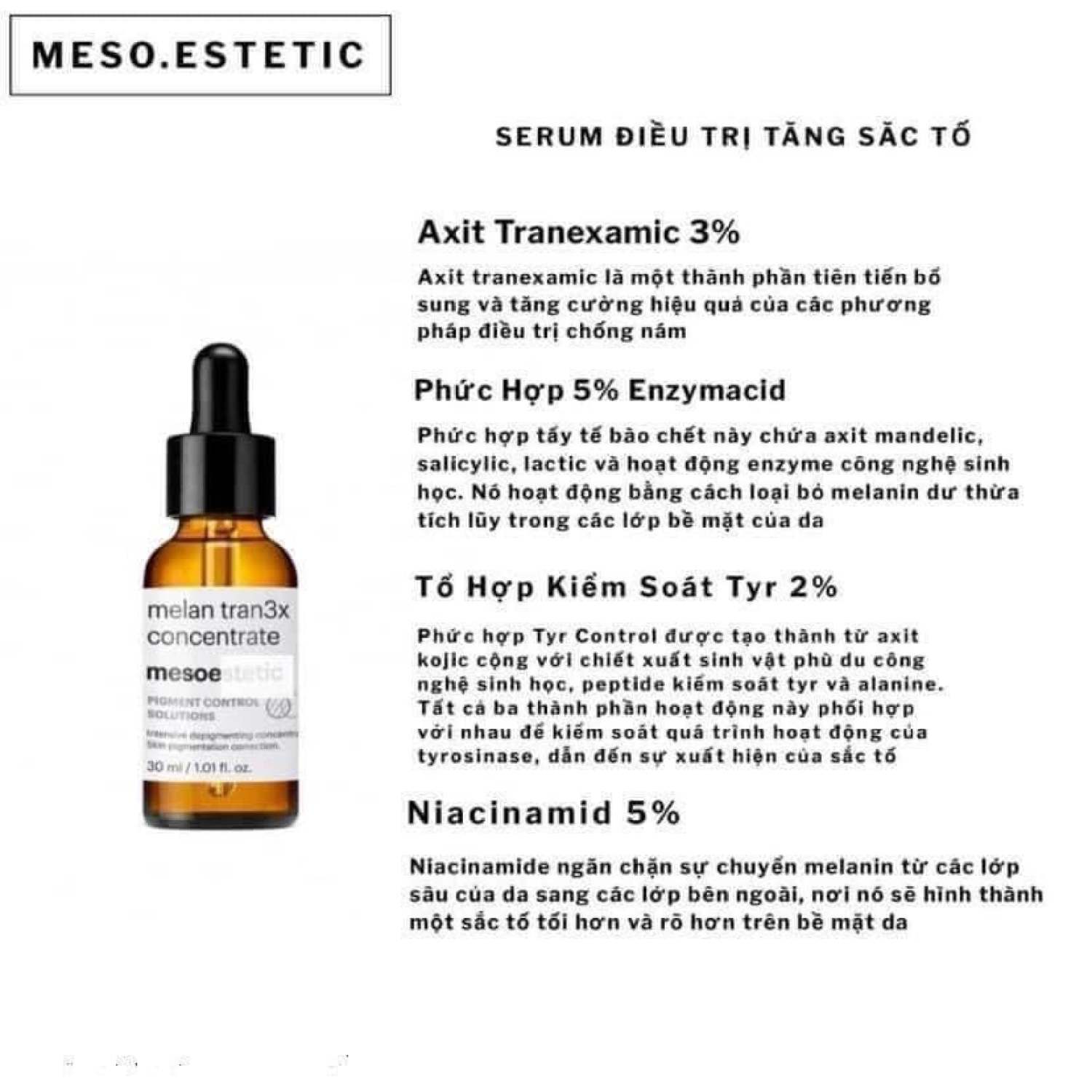 Serum giam ƞám trắng da Melan Tran 3x Concentrate 30ml