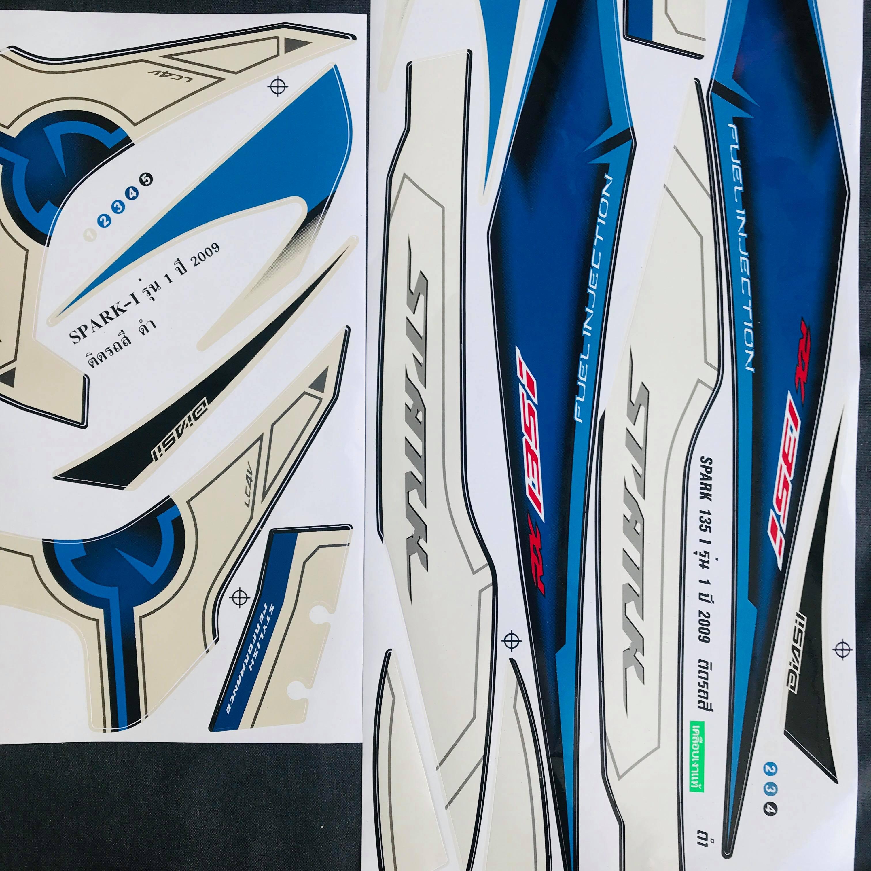 [HCM]Tem rời SPARK THÁI CHO EXCITER RX 135i ĐỜI 2008 ĐẾN 2010 (MÀU XANH TRẮNG)