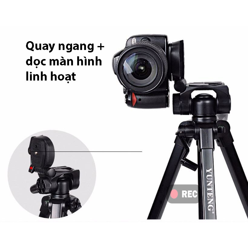 Chân máy ảnh tripod Yunteng VCT-668 (tặng kẹp điện thoại và remote bluetooth)