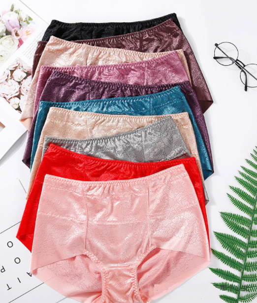 Combo 5 quần lót nữ gấm lưng cao big size Voronin 6412