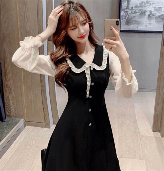 [HCM]Đầm kate phối tay lưới nhẹ nhàng