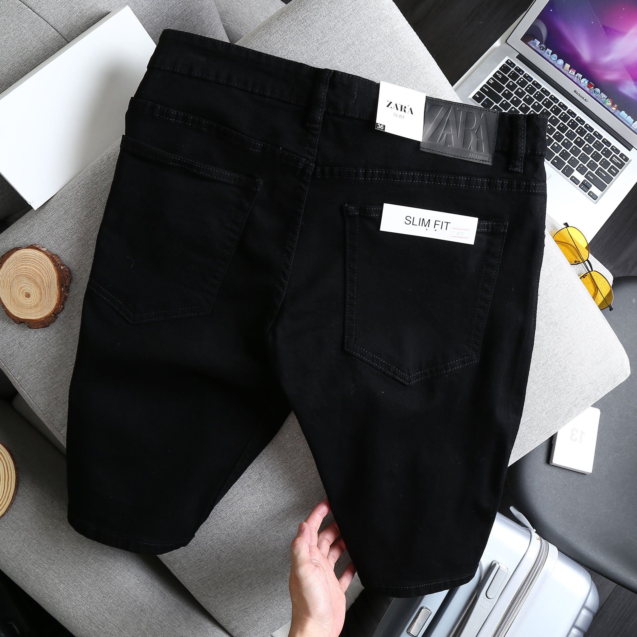 [hcm] Quần short jean màu đen rách bigsize nam