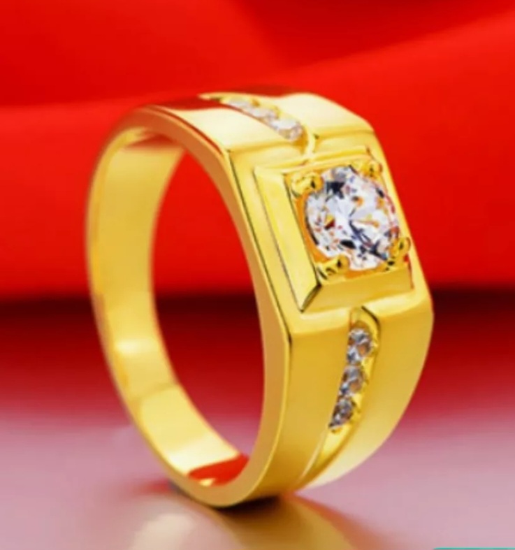 Nhẫn vàng xi cao cấp nhẫn kim cương giả cho nam sành điệu phóng khoáng,cá tính ngón trỏ độc thân đá moissanite hở kết hôn