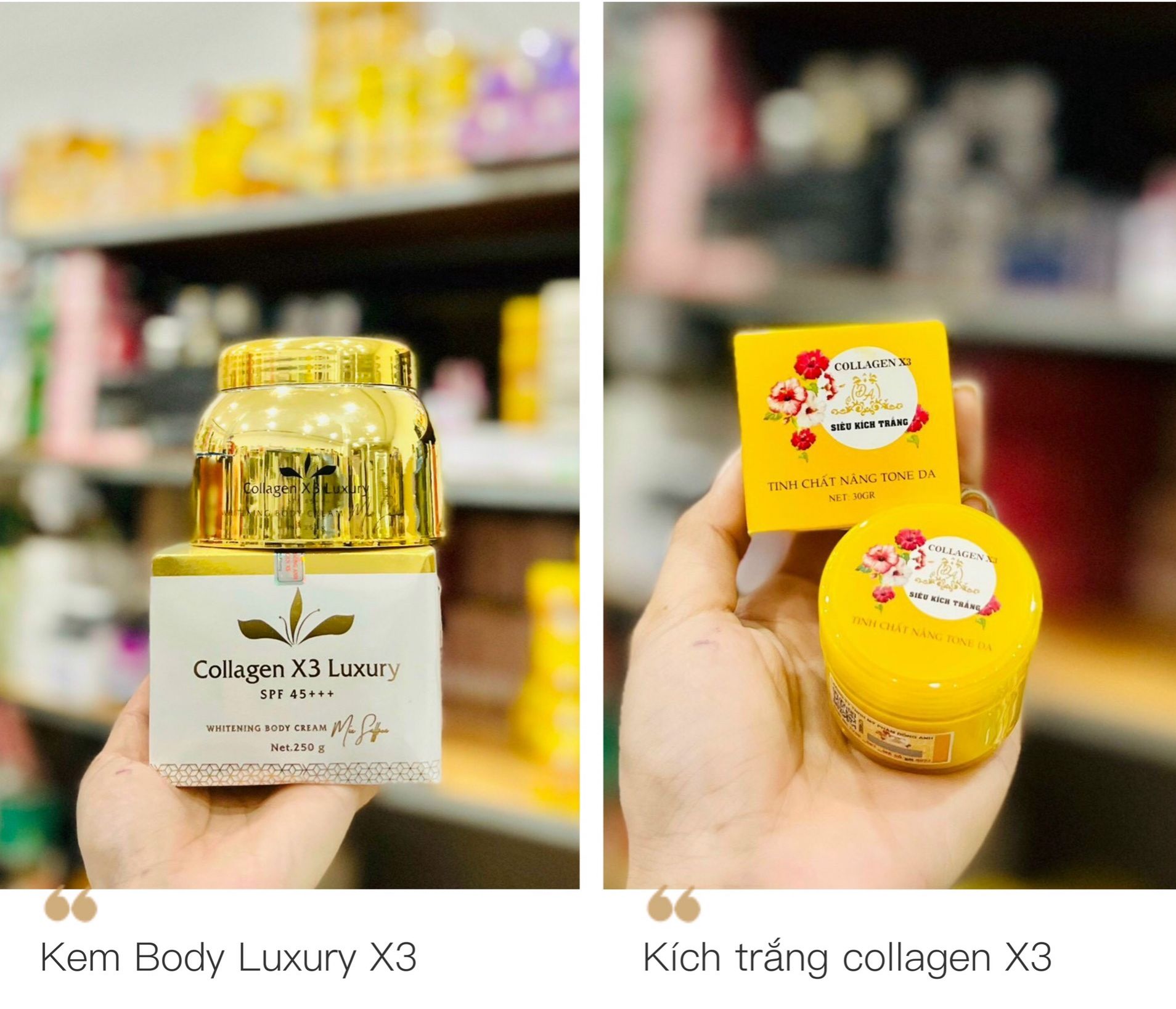 Combo Kem Body Collagen X3 Luxury Kích trắng Đông Anh