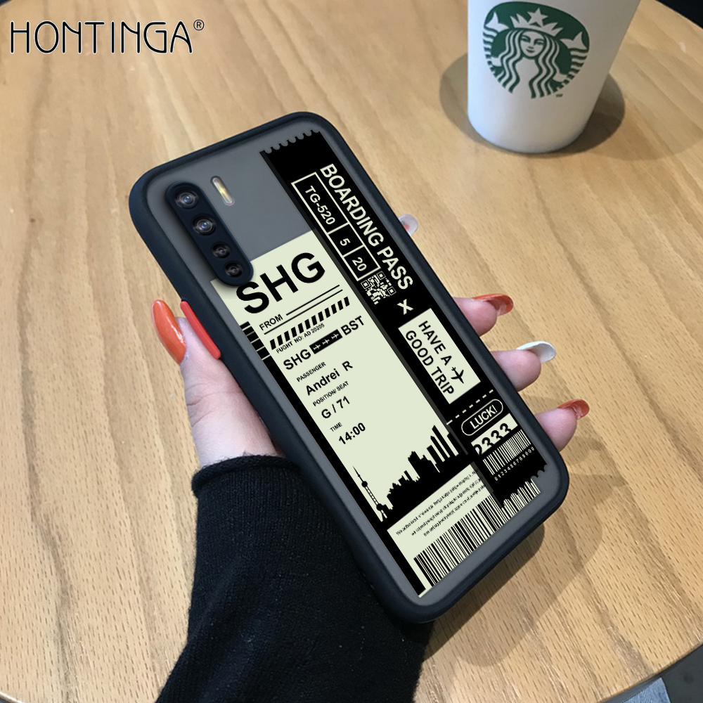 Hontinga Casing Case For OPPO A91 Reno 3 Case Air Ticket City Scenery Frosted Transparent Hard Phone Case Full Cover Camera Protect Casing Hard Case For Boys For Girls