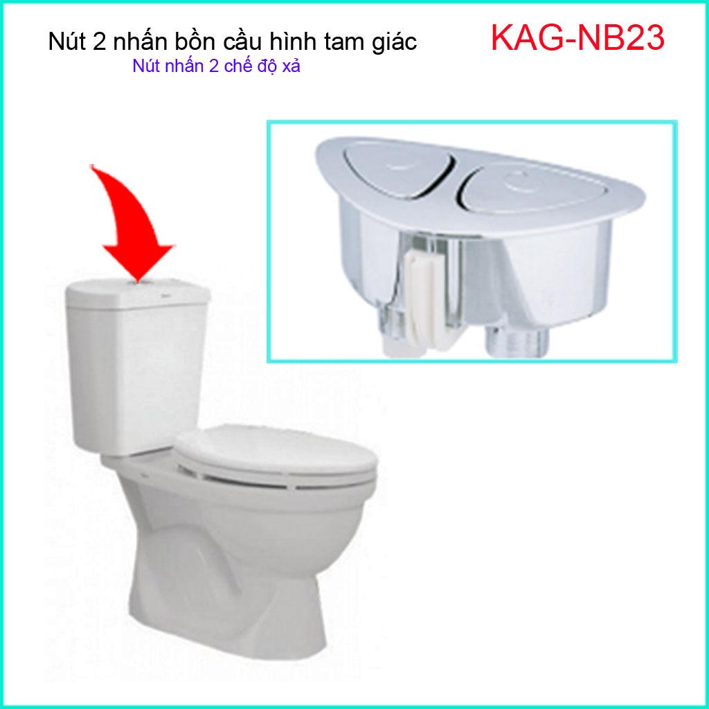 Nút 2 nhấn xả bồn cầu hình tam giác  KAG-NB23, nút nhấn cầu xả 2 nhấn, nút xả cầu ấn tay kiểu tam giác nhấn êm