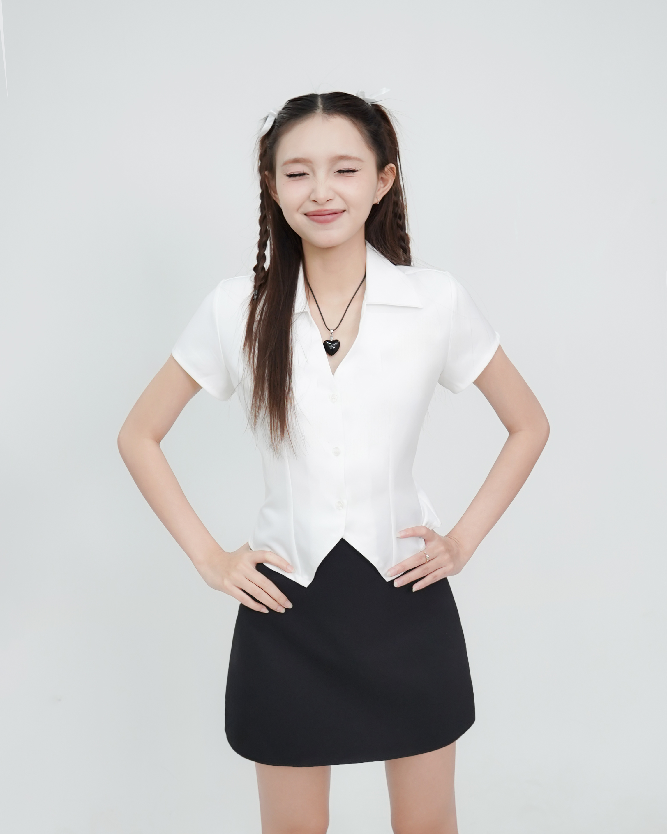 DALLA Áo sơ mi ôm 3 nút tay ngắn (SM10)
