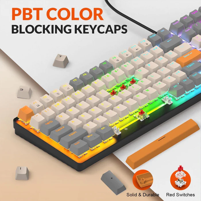 Bàn phím cơ red switch gaming ZIYOULANG K3 loại 87 KEYS - led đa màu 10 chế độ tuỳ chỉnh - Nhất Tín Computer