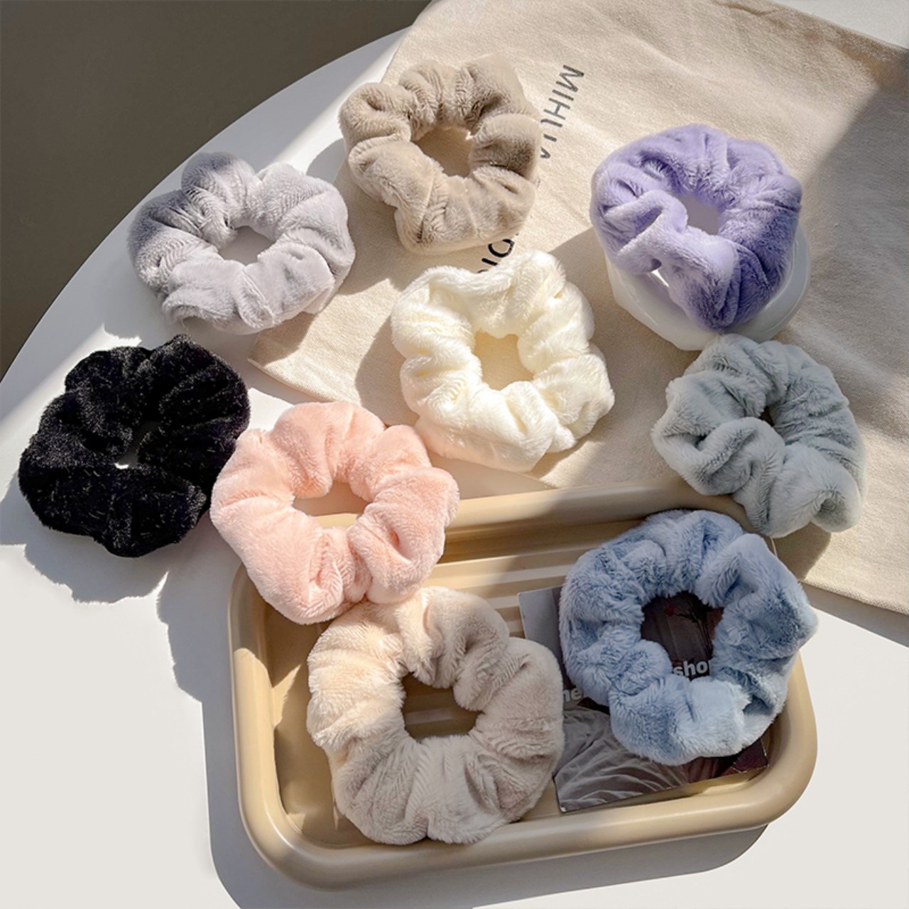 Dây cột tóc lông nhung Mềm mịn scrunchies