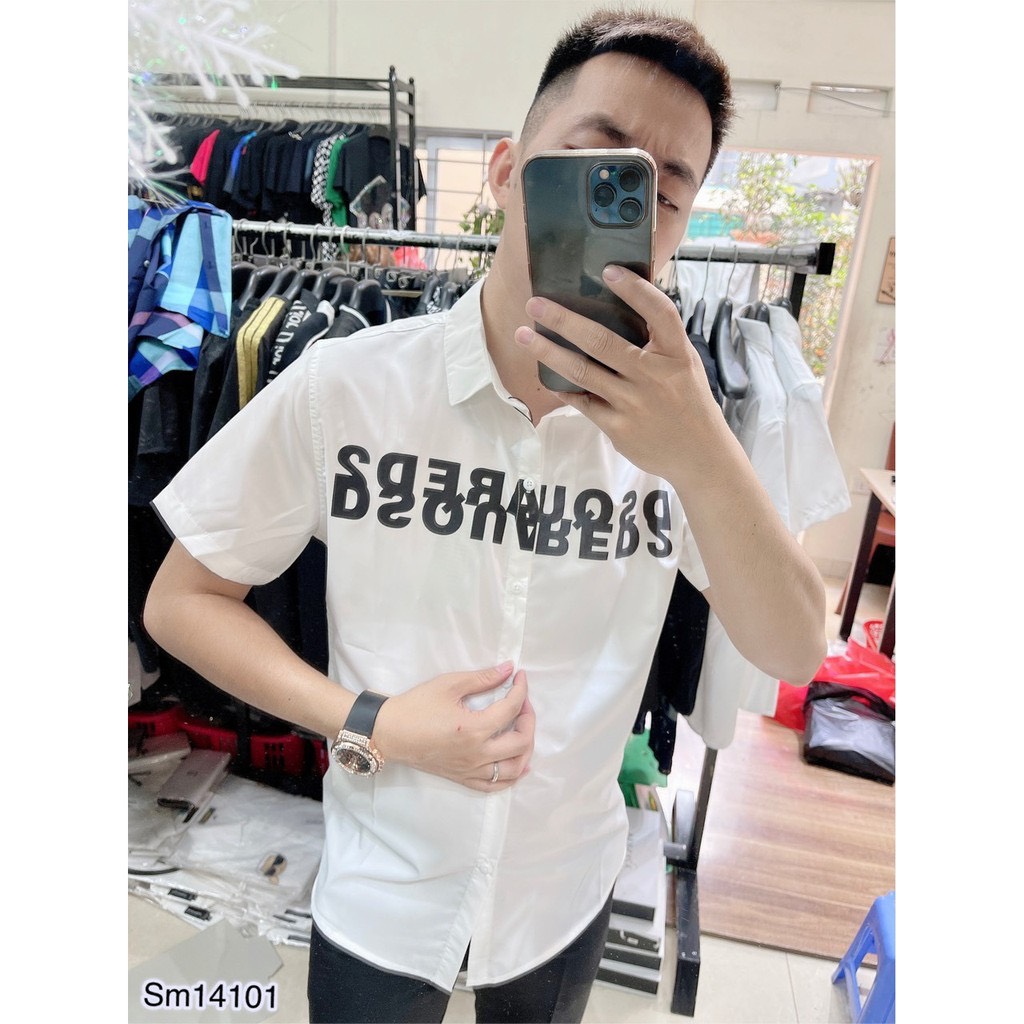 Áo sơ mi nam cao cấp sơ mi DSQ phối xanh đen 2 màu vải dày đẹp chuẩn như hình