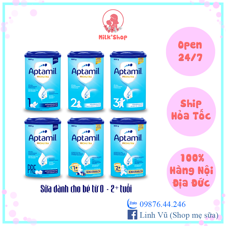 sữa Aptamil nội địa Đức số 1,2,3 (mẫu mới) - 800g - đủ bill