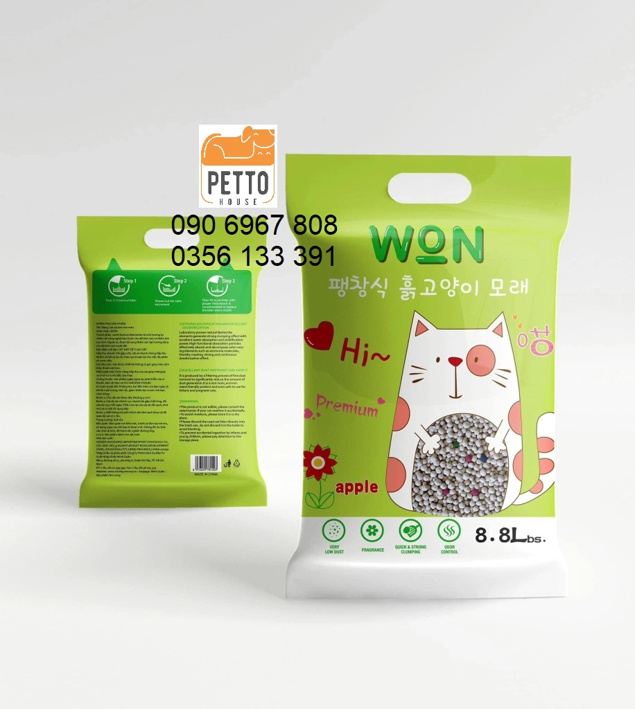 Cát vệ sinh cho mèo mùi táo Jolly cat Apple 5L cát đất sét vón cục