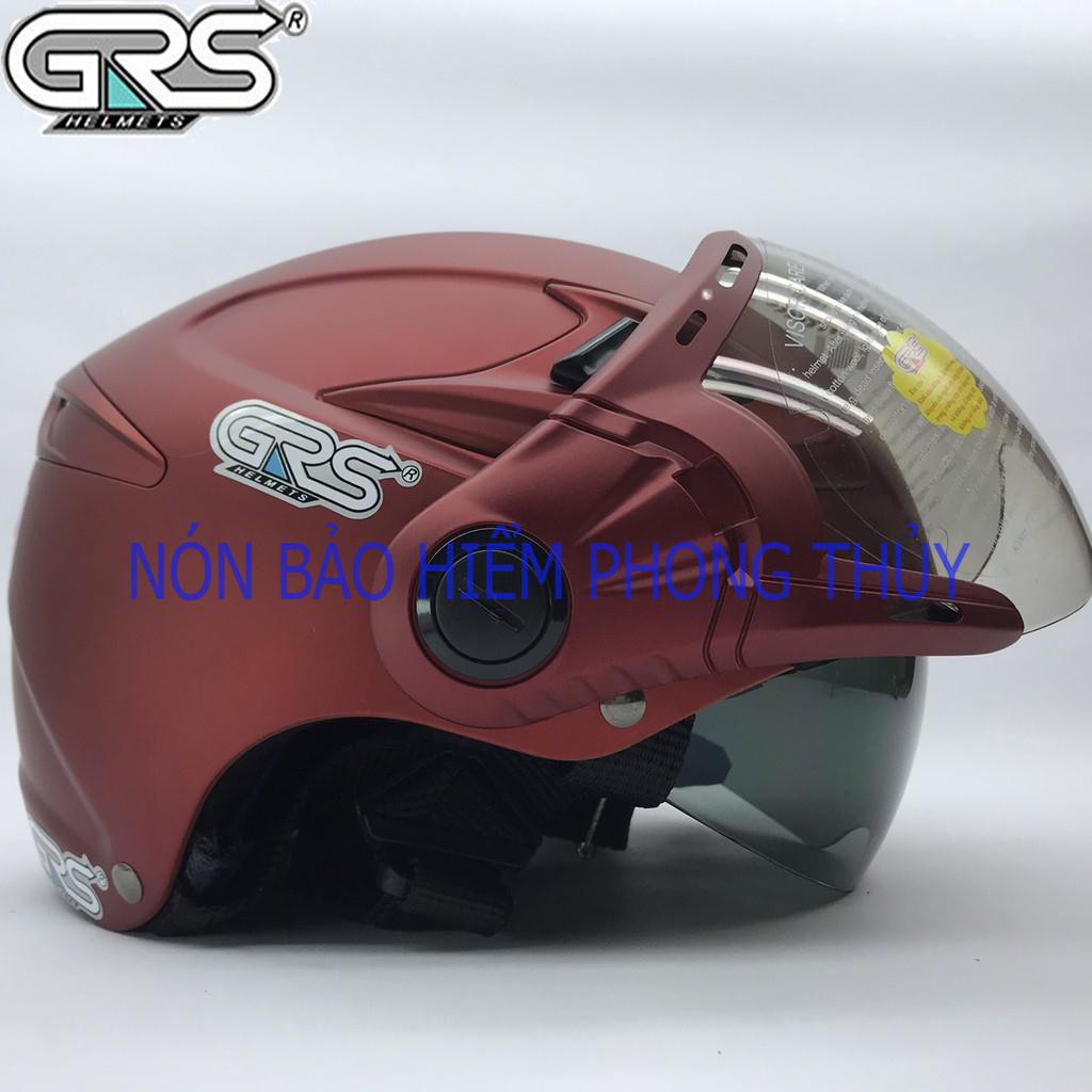 MŨ BẢO HIỂM NỬA ĐẦU 2 LỚP KÍNH LÓT THÁO RỜI CHÍNH HÃNG GRS A966K