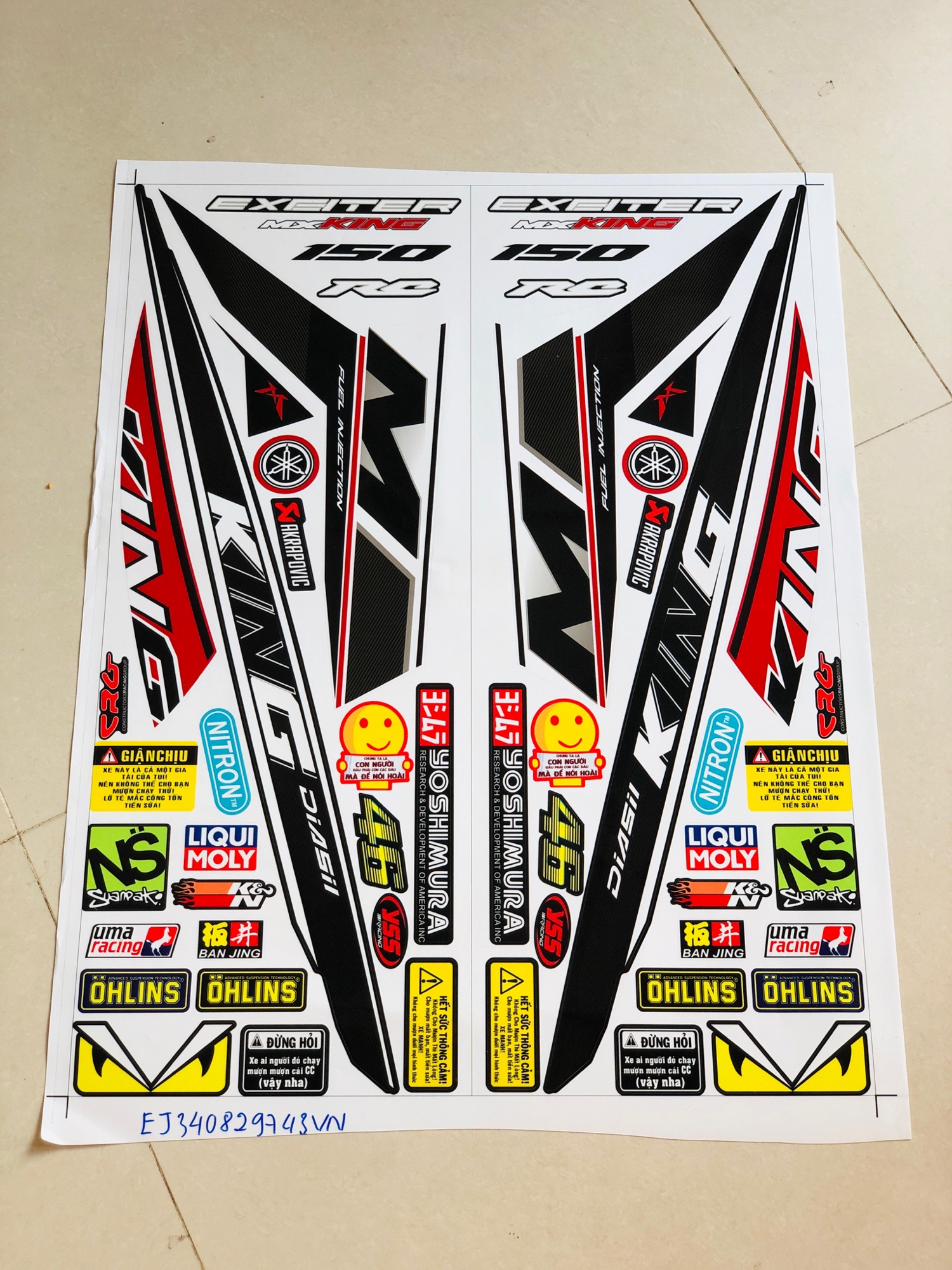Tem rời yamaha exciter rc 150 mxking dán xe trắng