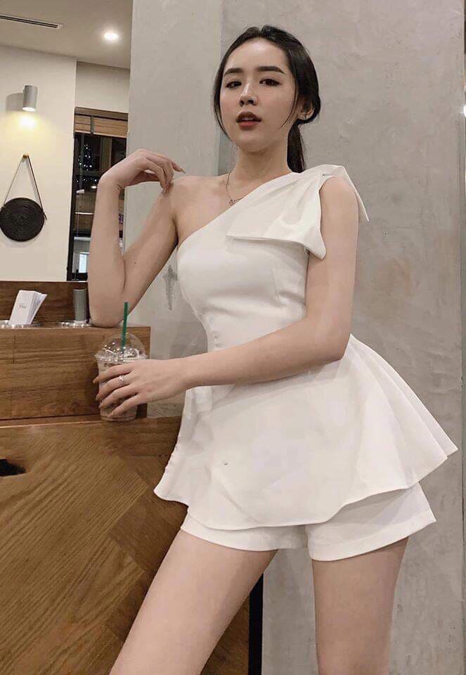 Sét bộ umi lệch vai kết nơ-QH