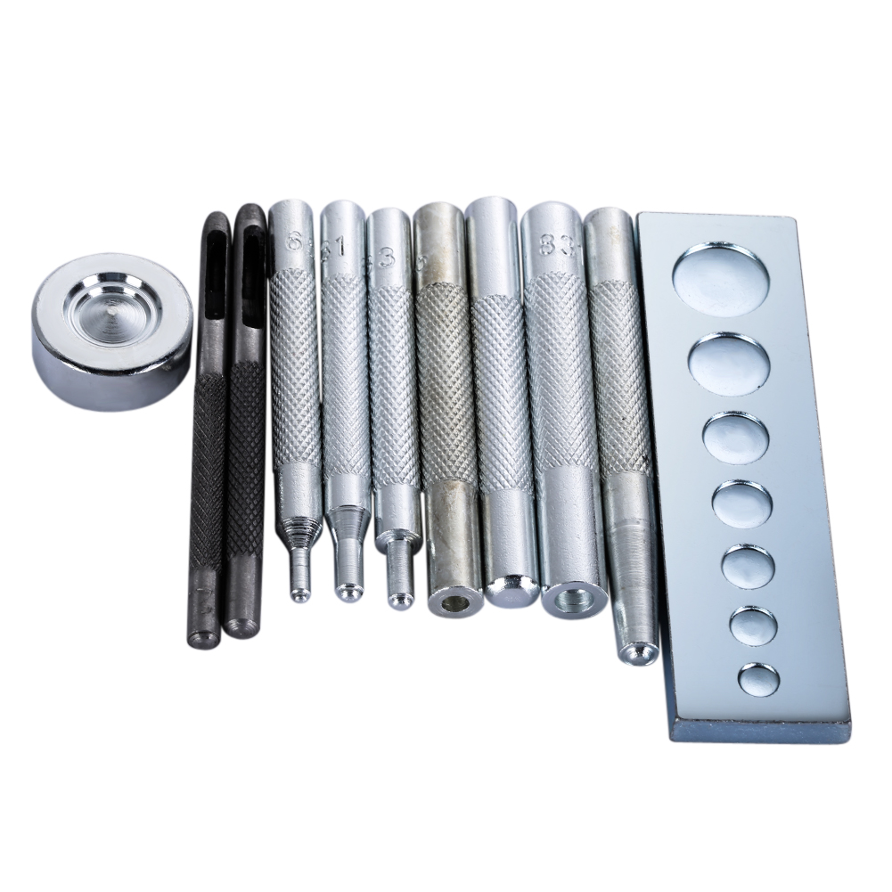 11pcs Die Punch Hole Snap Rivet Button Setter Base Kit For DIY
Leather Tool - intl