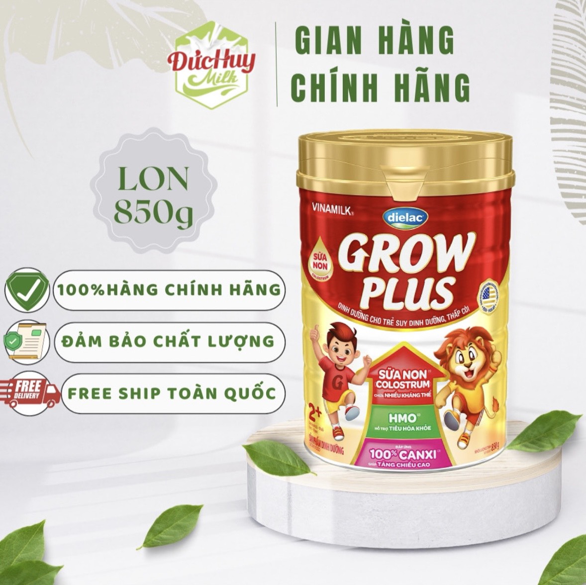 Sữa bột Vinamilk Dielac Growplus xanh 2+ sữa non 850g (Mới)
