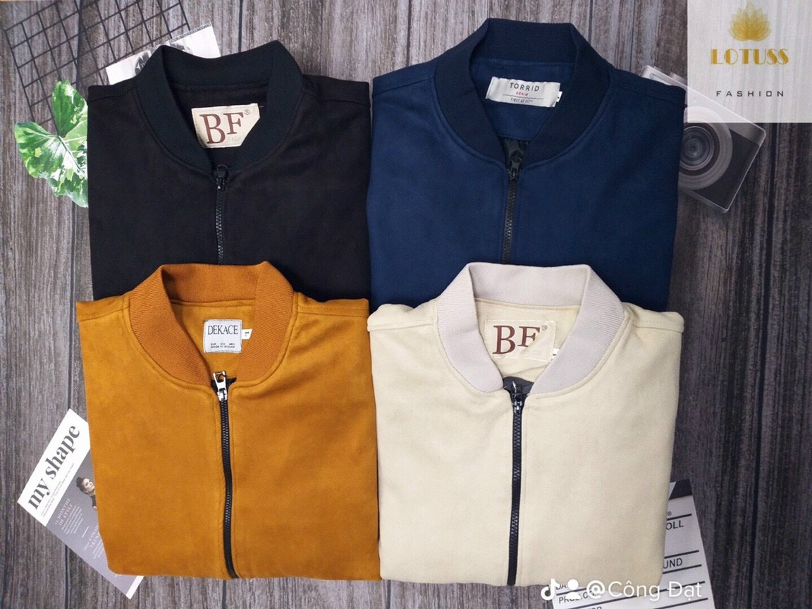 Áo khoác bomber nam da lộn 2 lớp chất da