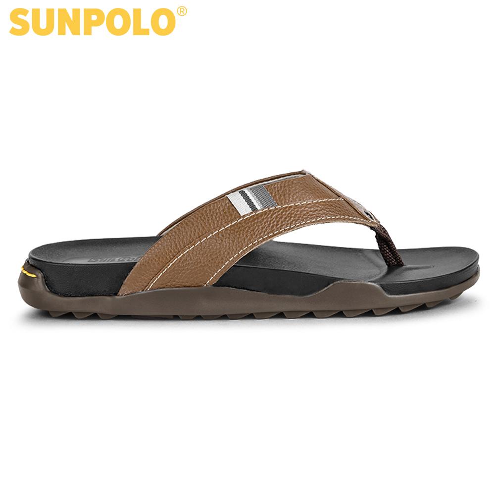 Dép kẹp nam da bò SUNPOLO KEP203 (Đen, Nâu)