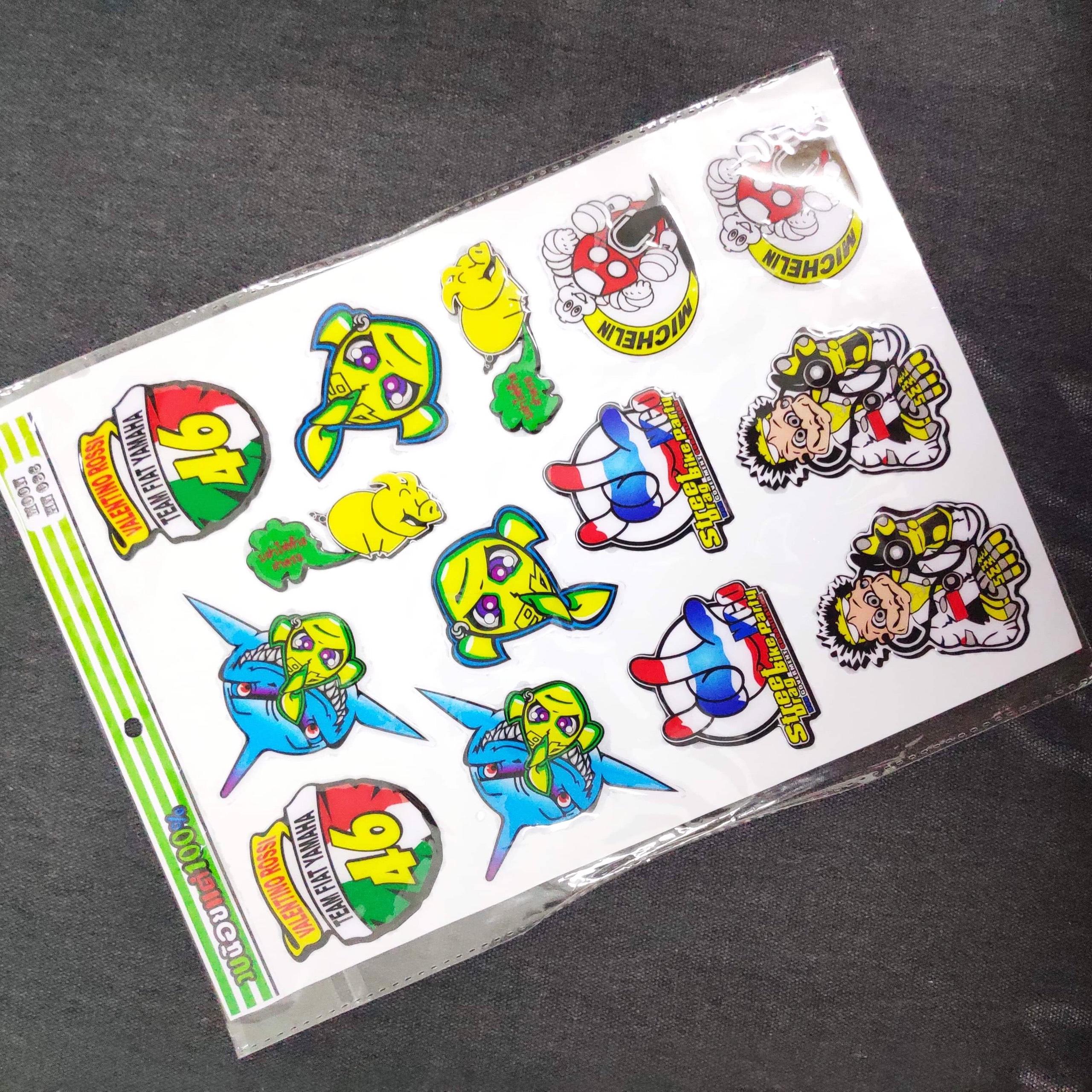 Bộ tem logo dán xe máy, tem hoạt hình phũ nhựa nhiều kiểu cá tính (mẫu 46)