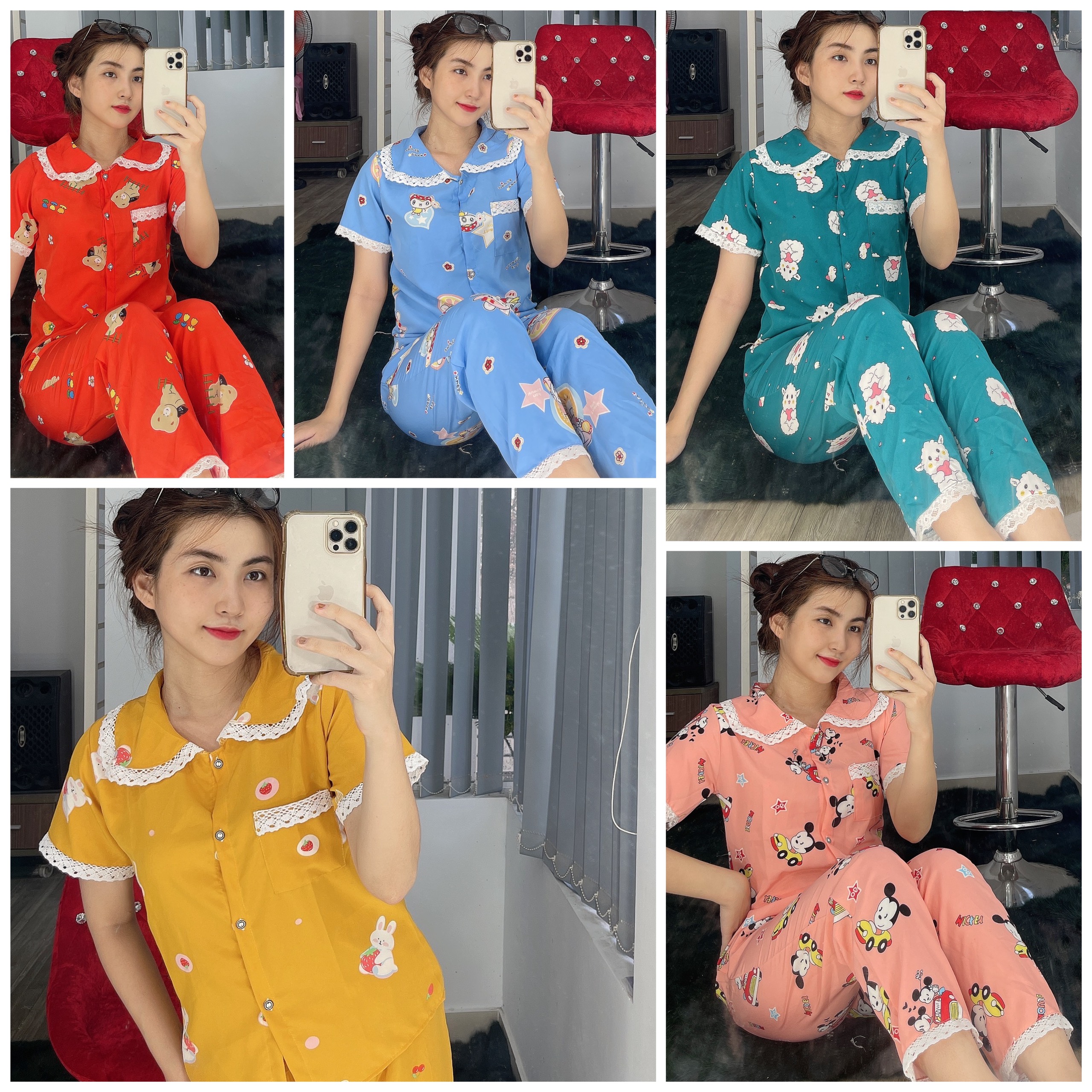 [HOT TIỂU THƯ LỤA HÀN XỊN]ĐỒ BỘ PIJAMA LỤA HÀN XỊN SIZE DƯỚI 55KG ẢNH THẬT