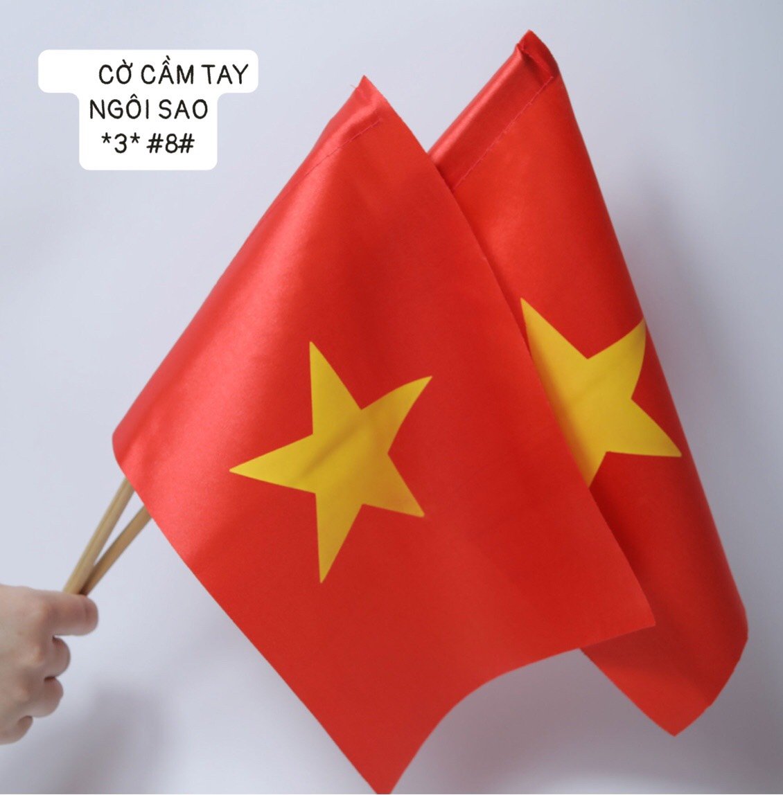 Cờ vẫy cờ đỏ sao vàng cầm tay loại vải hàng đẹp