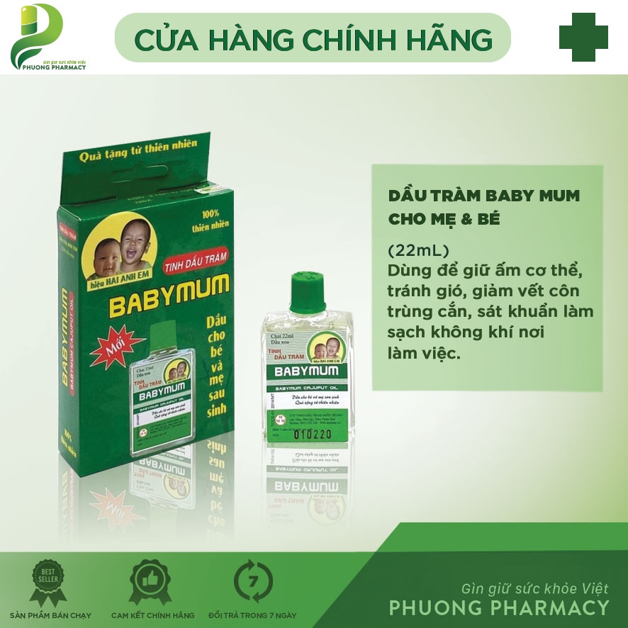 Dầu tràm babymum dầu cho bé và mẹ sau sinh chai 22ml p068