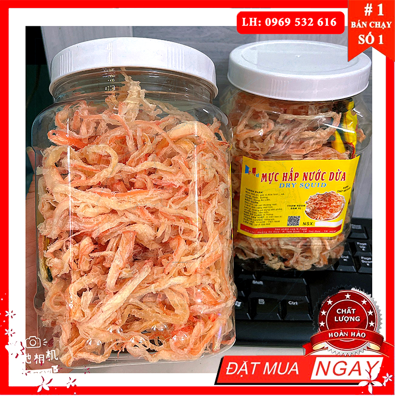 Mực Hấp Nước Dừa Hũ Lớn 500.gram - Khô mực xé sợi