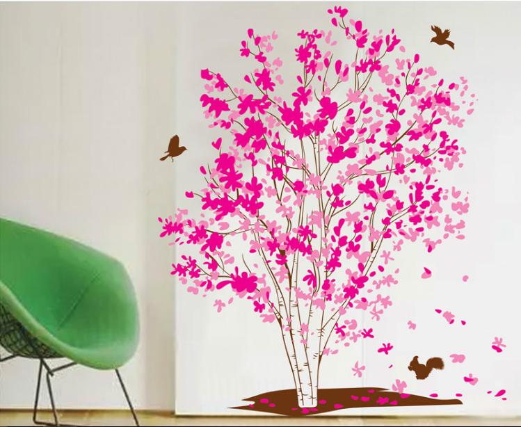 Decal trang trí Cây Hồng cánh sen