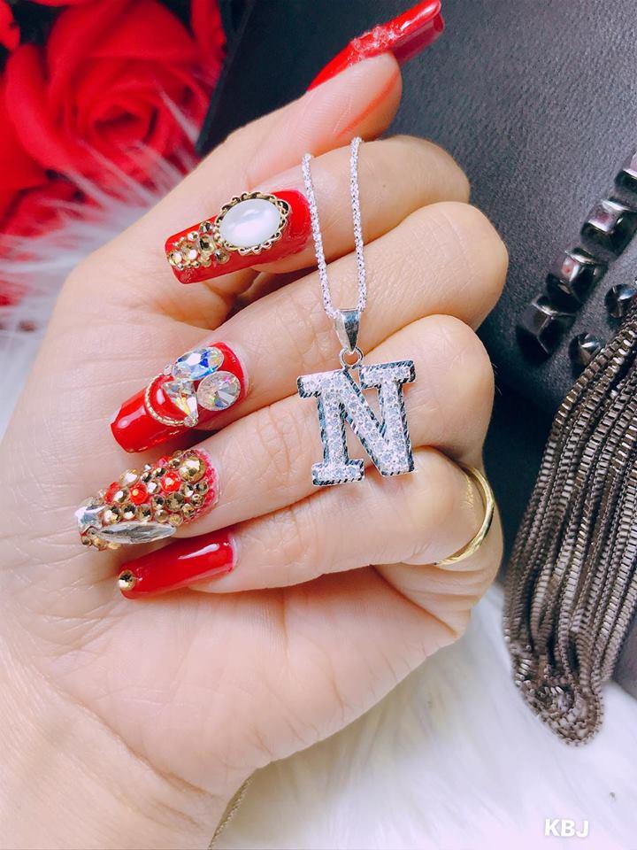 Mặt dây chuyền hình chữ cái N bằng bạc (không bán dây)