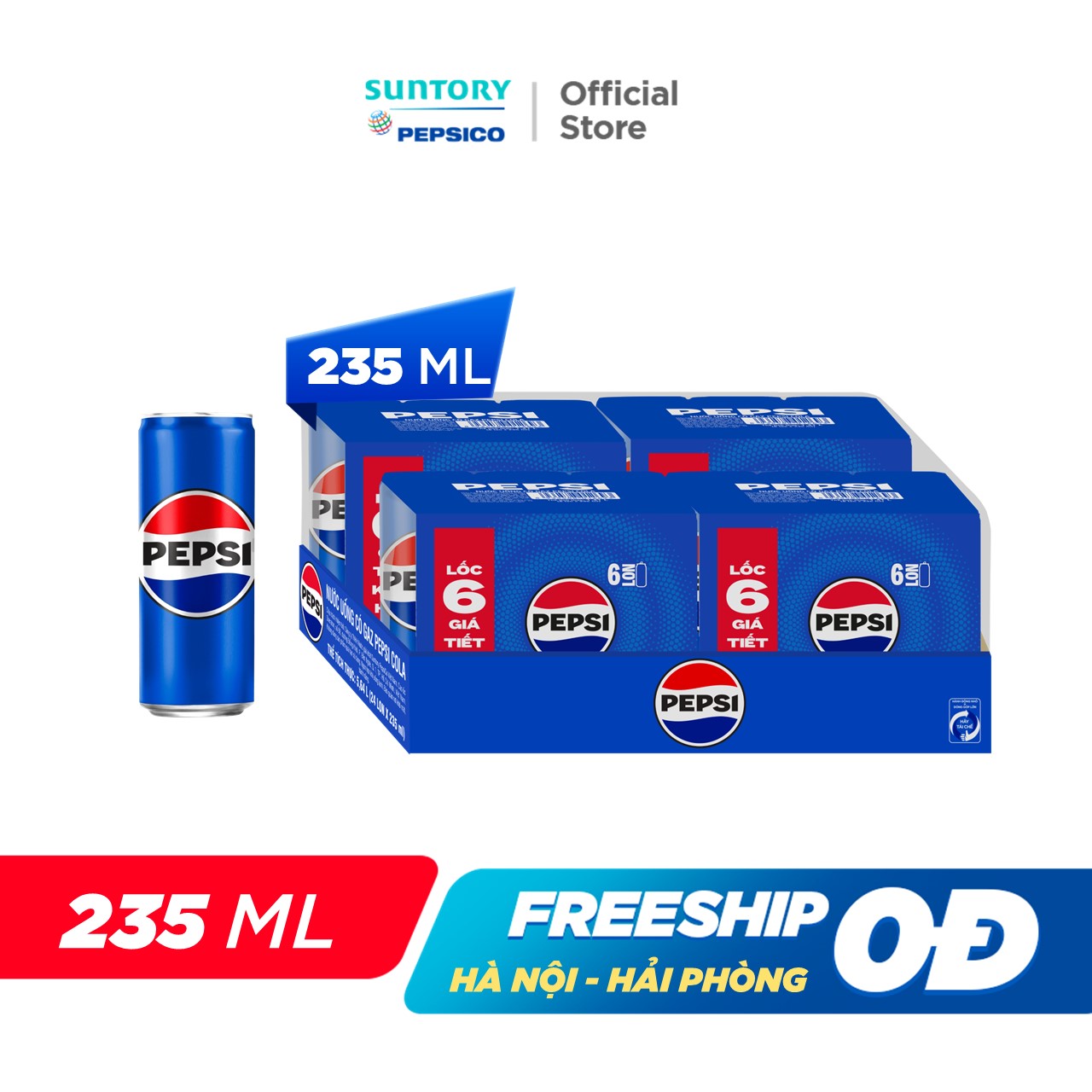 [SALE 15.6] Thùng 24 Lon Nước Ngọt Giải Khát Có Gaz Pepsi (235ml/lon)