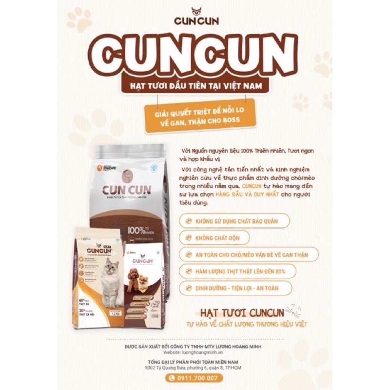 Hạt tươi cho chó Cuncun 1.5kg