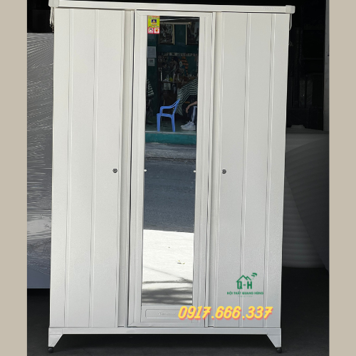 Tủ sắt Trung Hưng 3 cánh mẫu mới TKT 128TB màu trắng sữa cao cấp có thể tháo lắp giao tận nơi HCM