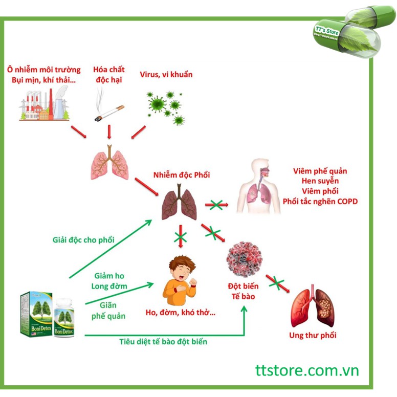 Giải độc phổi BoniDetox (Hộp 30 viên) - Botania [Boni detox, cai th.uốc, bổ phổi]