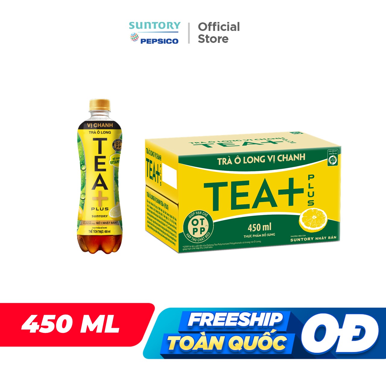 [SALE ĐẠI LỄ] Thùng 24 Chai Trà Ô long Tea+ Vị Chanh (450 ml/chai)